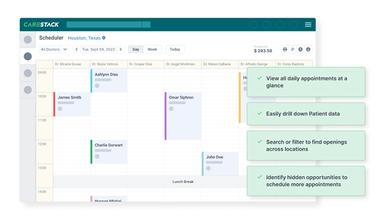 CareStack Allows patients to book appointments at their convenience, without the need to call during office hours thus improving patient satisfaction and accessibility