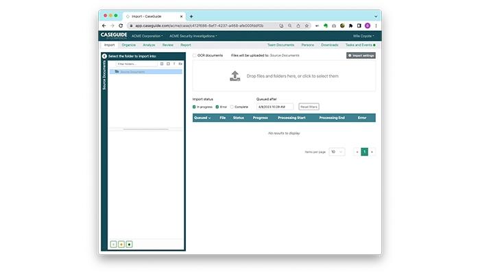 CaseGuide Import Tab
