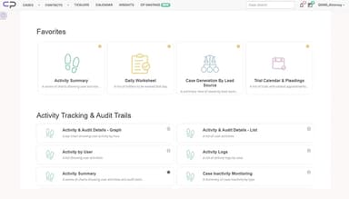 CasePacer Vantage Report Menu