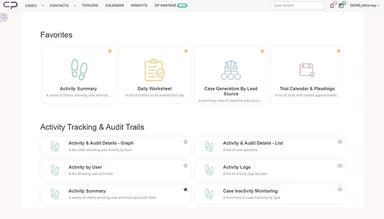 CasePacer Vantage Report Menu