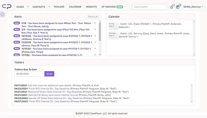 CasePacer Personal Dashboard