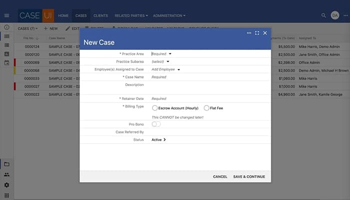 Case UI Software New Cases