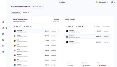 Rillet Software Cash Reconciliation
