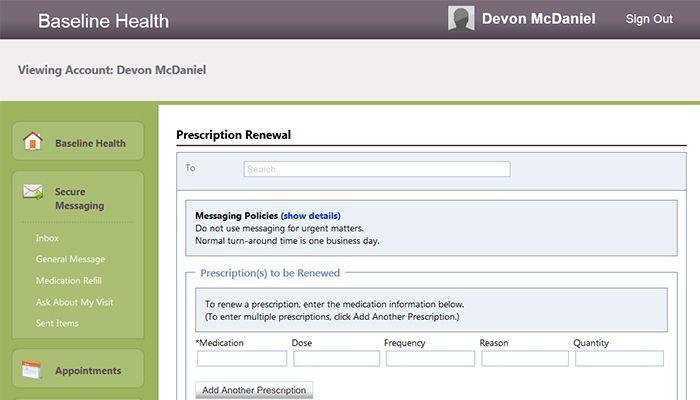 Cerner PowerChart Ambulatory EHR Patient portal prescription refill request