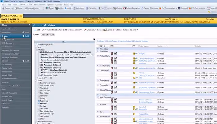 Cerner's Ambulatory EHR PowerChart Patient orders