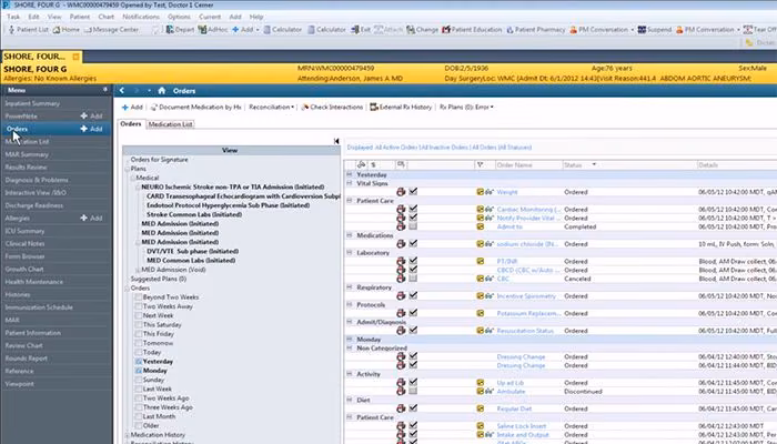 Cerner's Ambulatory EHR PowerChart Patient orders