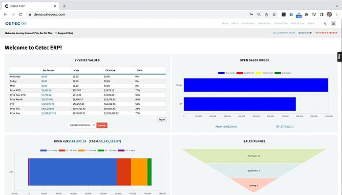 Cetec ERP Invoice Values And Open Sales Order