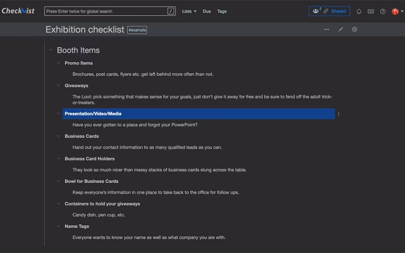 Checkvist Presentations