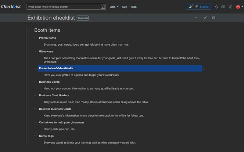 Checkvist Presentations