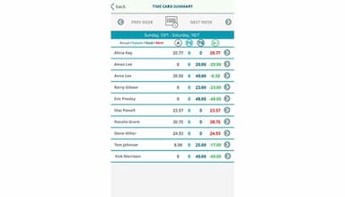 Time card summary