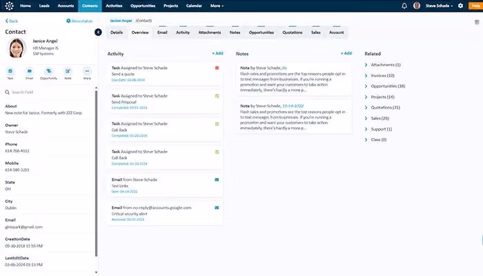 Claritysoft Contact Record