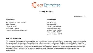 Clear Estimates - Professional Report