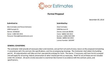 Clear Estimates Professional report