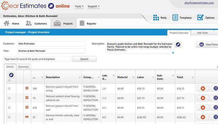 Clear Estimates View estimate