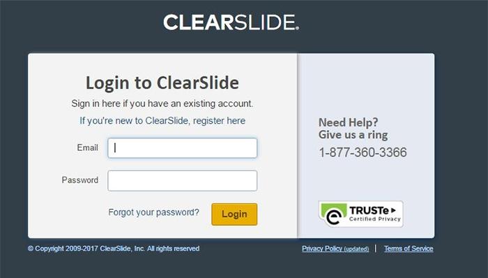 ClearSlide User Login Page