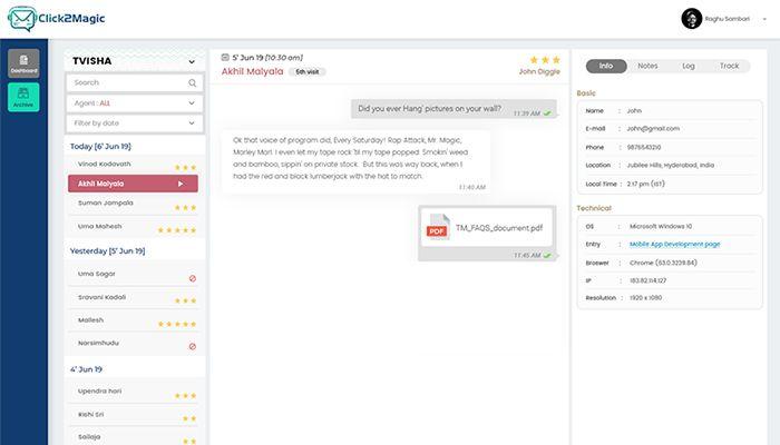 Click2Magic lets you add multiple customer support executives for each property or website to handle a wide range of customer queries