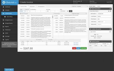 ClinicAid Service Create Invoice