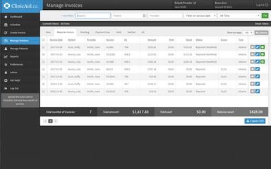 ClinicAid Manage Invoice