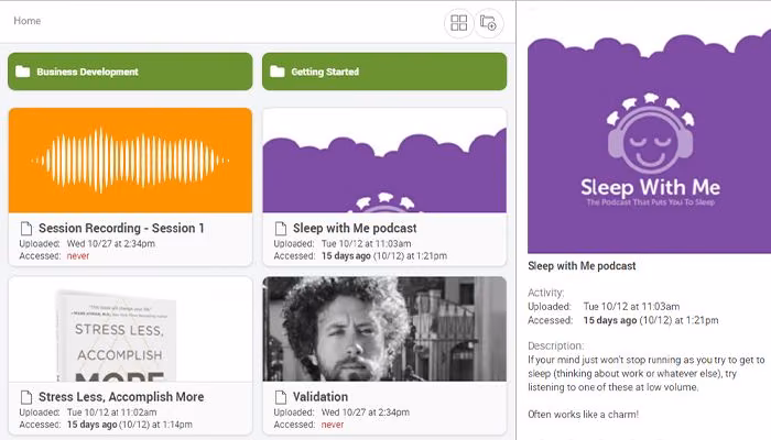 CoachAccountable Upload and store coaching materials including documents images audio and video files