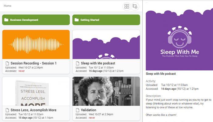 CoachAccountable Upload and store coaching materials including documents images audio and video files