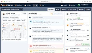 ConGenius As you estimate jobs, keep track of files, project details, communication, contacts, and activity for each job by clicking the overview tab