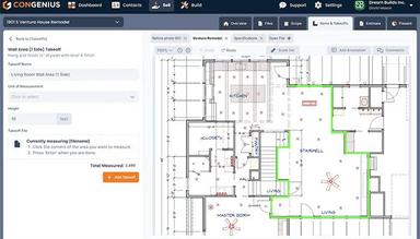ConGenius Capture measurements and quantities on screen by uploading plans or sketches with our digital takeoff tool