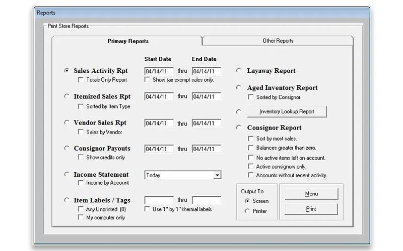 ConsignPro Reports Screen