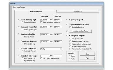 ConsignPro Reports Screen