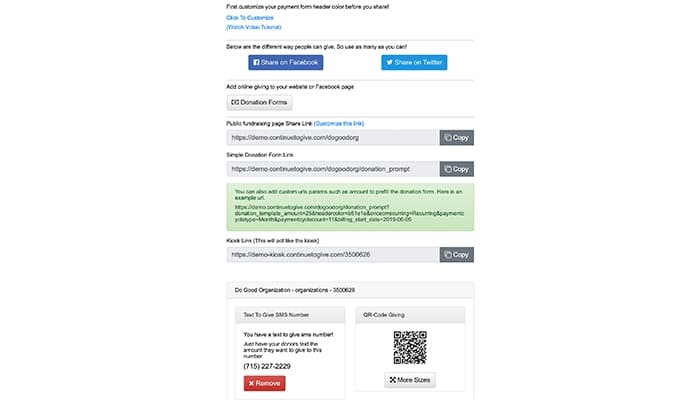 Continue to Give Text Giving & links