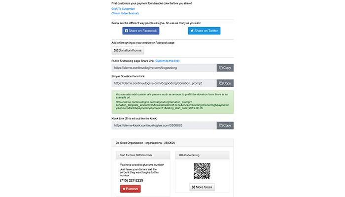 Continue to Give Text Giving & links