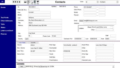Contractor's Office Contact screen