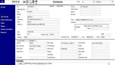 Contractor's Office Contact screen