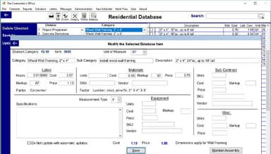 Contractor's Office Database item