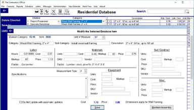 Contractor's Office Database item