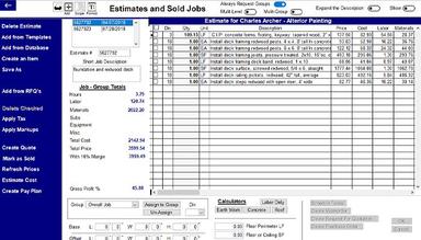 Contractor's Office Estimate screen