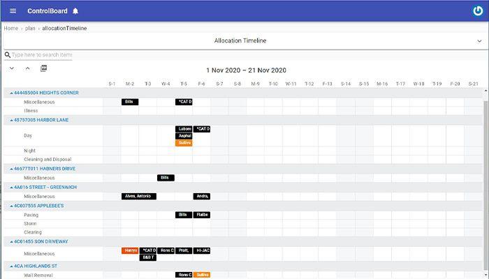 ControlBoard Crews Schedule