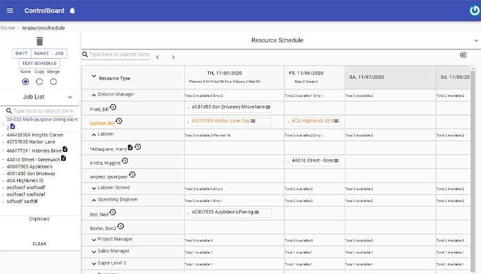 ControlBoard Job Calendar