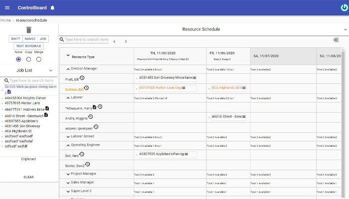 ControlBoard Job Calendar
