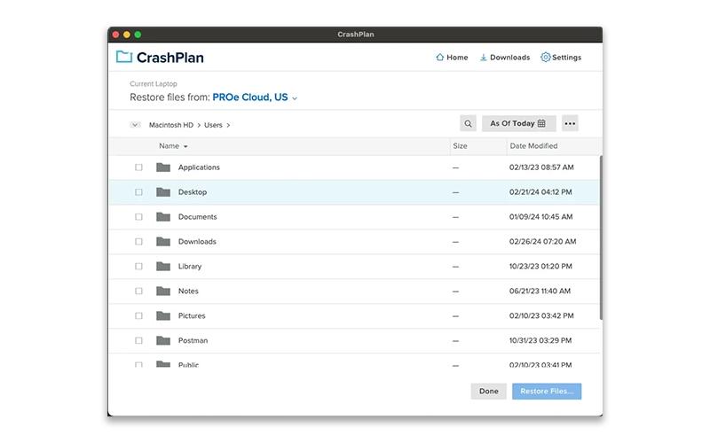 CrashPlan Restore Files from Cloud