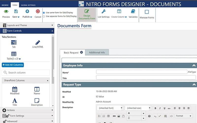 Crow Canyon NITRO Studio forms designer