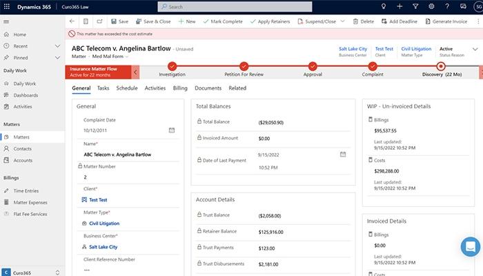 Curo365 Insurance Matter Flow