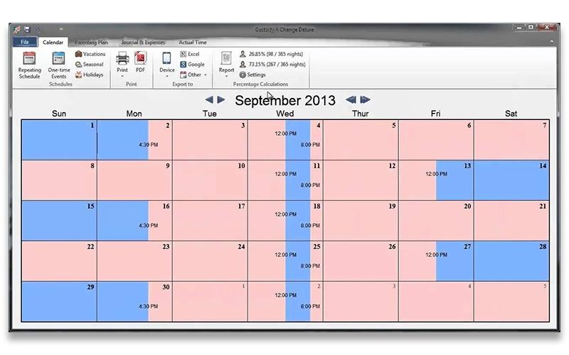 Custody XChange Calendar