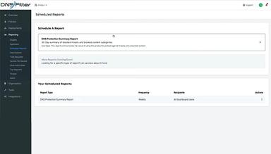 DNSFilter Configure different types of reports to be sent at specific intervals