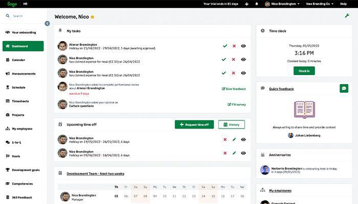 Dashboard employees manage their dashboard, to view tasks calendar