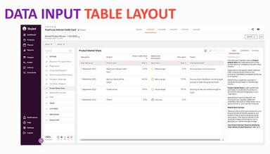 Data Input Table Layout