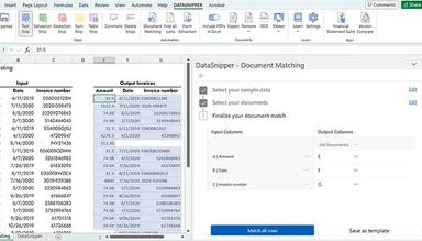 DataSnipper Automatic Match Excel Data