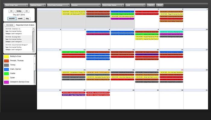Dataforma Work Order Calendar
