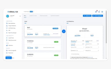 DeBounce dashboard