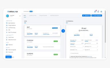 DeBounce dashboard