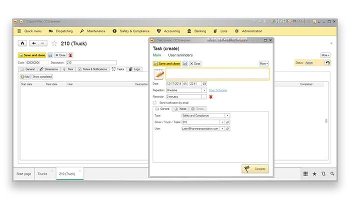 DispatchMAX Task Section